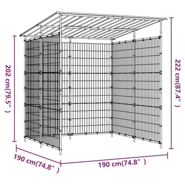 vidaXL Bicycle Shed 74.8"x74.8"x87.4" Steel Black - Image 6