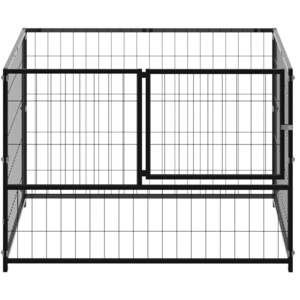 vidaXL Dog Kennel Black 39.4"x39.4"x27.6" Steel - Image 2