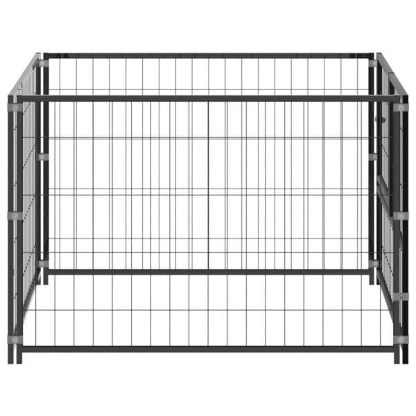 vidaXL Dog Kennel Black 39.4"x39.4"x27.6" Steel - Image 3