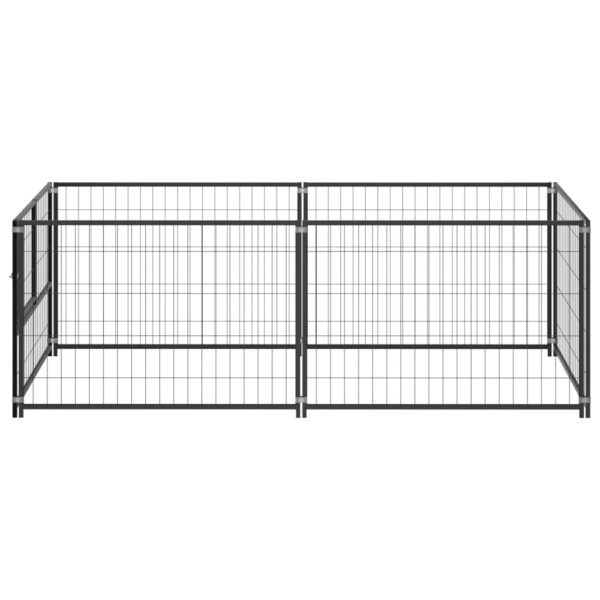 vidaXL Dog Kennel Black 78.7"x39.4"x27.6" Steel - Image 2