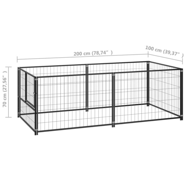 vidaXL Dog Kennel Black 78.7"x39.4"x27.6" Steel - Image 5