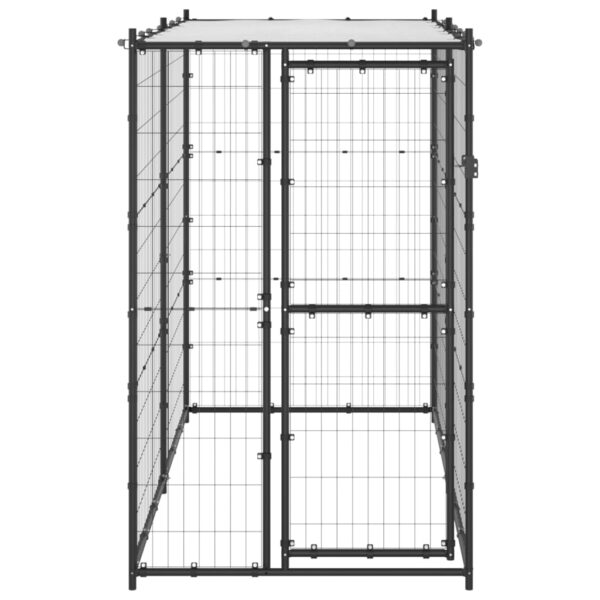 vidaXL Outdoor Dog Kennel Steel with Roof 43.3"x86.6"x70.9" - Image 2