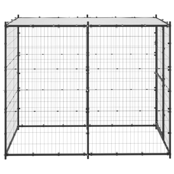 vidaXL Outdoor Dog Kennel Steel with Roof 43.3"x86.6"x70.9" - Image 3