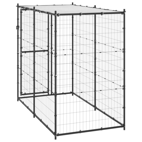 vidaXL Outdoor Dog Kennel Steel with Roof 43.3"x86.6"x70.9" - Image 4