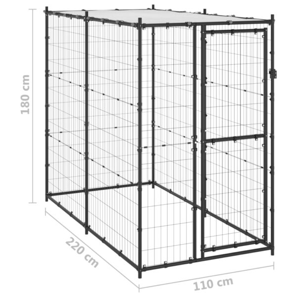 vidaXL Outdoor Dog Kennel Steel with Roof 43.3"x86.6"x70.9" - Image 6