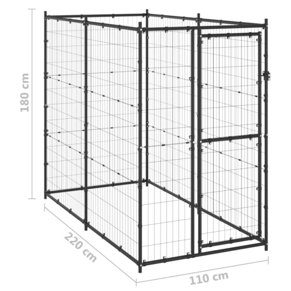 vidaXL Outdoor Dog Kennel Steel 43.3"x86.6"x70.9" - Image 6