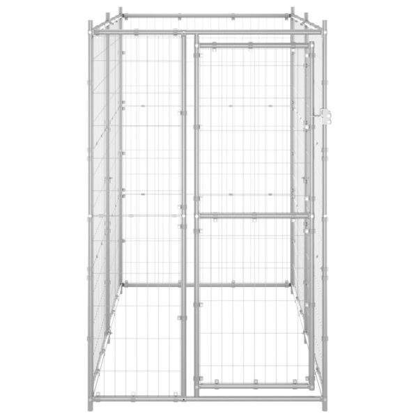 vidaXL Outdoor Dog Kennel Galvanized Steel 43.3"x86.6"x70.9" - Image 2