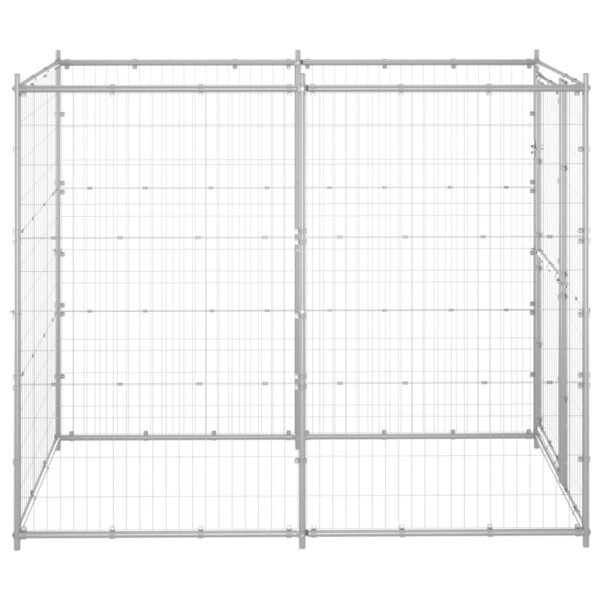 vidaXL Outdoor Dog Kennel Galvanized Steel 43.3"x86.6"x70.9" - Image 3