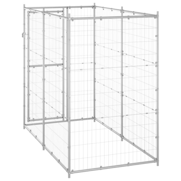 vidaXL Outdoor Dog Kennel Galvanized Steel 43.3"x86.6"x70.9" - Image 4