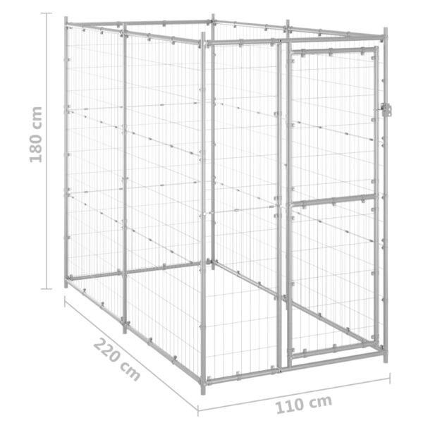 vidaXL Outdoor Dog Kennel Galvanized Steel 43.3"x86.6"x70.9" - Image 6