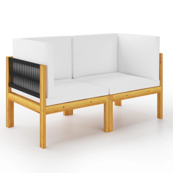 vidaXL 2-seater Patio Bench with Cushions Solid Acacia Wood