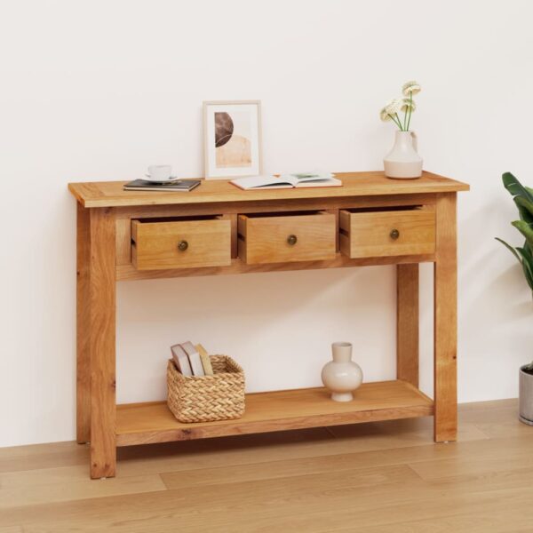 vidaXL Console Table 43.3"x13.7"x29.5" Solid Oak Wood - Image 3