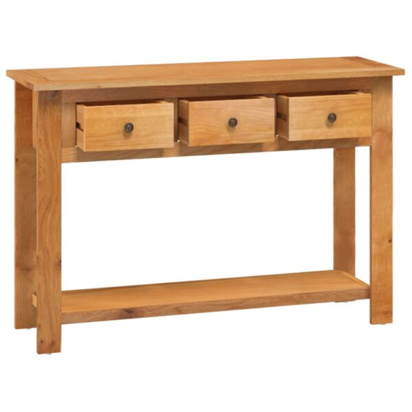 vidaXL Console Table 43.3"x13.7"x29.5" Solid Oak Wood - Image 4