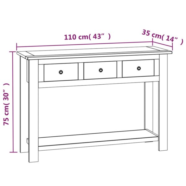 vidaXL Console Table 43.3"x13.7"x29.5" Solid Oak Wood - Image 8