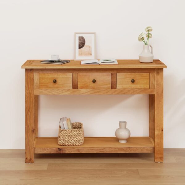 vidaXL Console Table 43.3"x13.7"x29.5" Solid Oak Wood