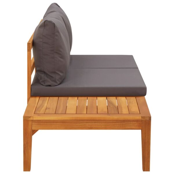 vidaXL Patio Bench with Table Dark Gray Cushions Solid Acacia Wood - Image 3