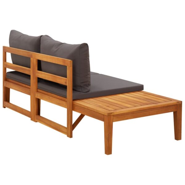 vidaXL Patio Bench with Table Dark Gray Cushions Solid Acacia Wood - Image 4