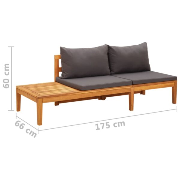 vidaXL Patio Bench with Table Dark Gray Cushions Solid Acacia Wood - Image 8