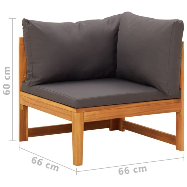 vidaXL 2 Piece Patio Lounge Set with Dark Gray Cushions Acacia Wood - Image 11