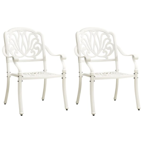 vidaXL 3 Piece Bistro Set Cast Aluminum White - Image 3