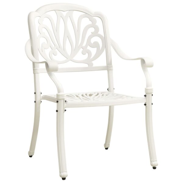 vidaXL 3 Piece Bistro Set Cast Aluminum White - Image 4