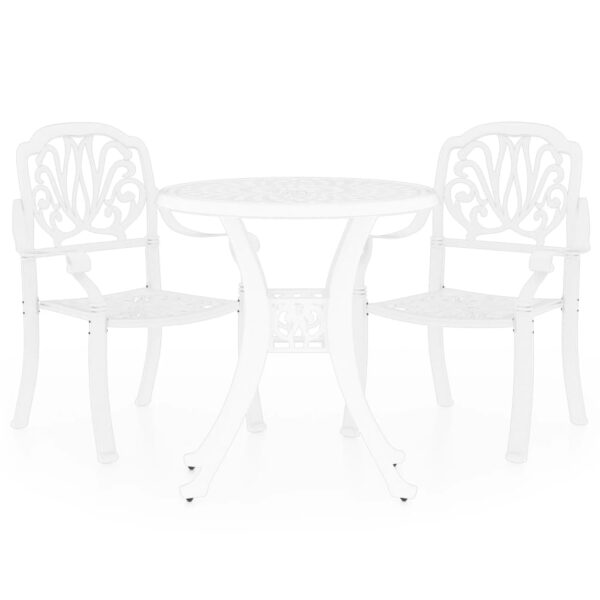 vidaXL 3 Piece Bistro Set Cast Aluminum White - Image 2