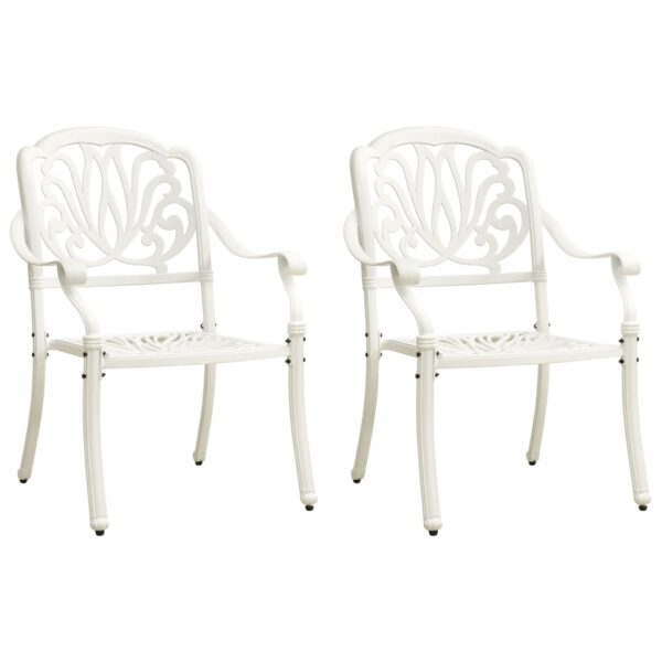 vidaXL 3 Piece Bistro Set Cast Aluminum White - Image 3