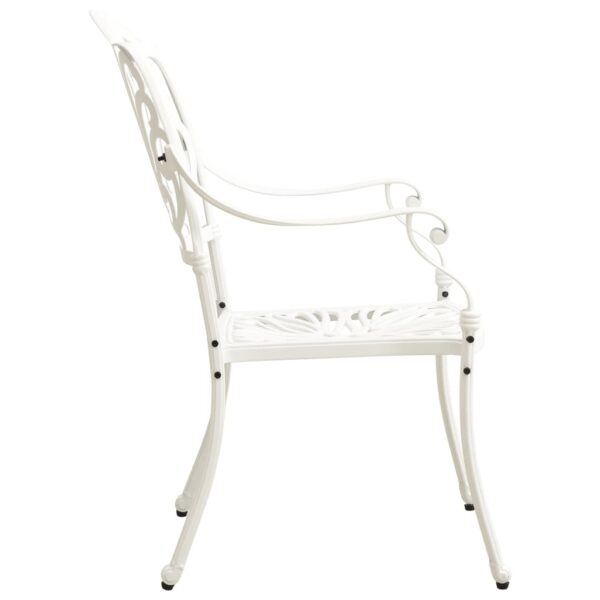 vidaXL 3 Piece Bistro Set Cast Aluminum White - Image 5