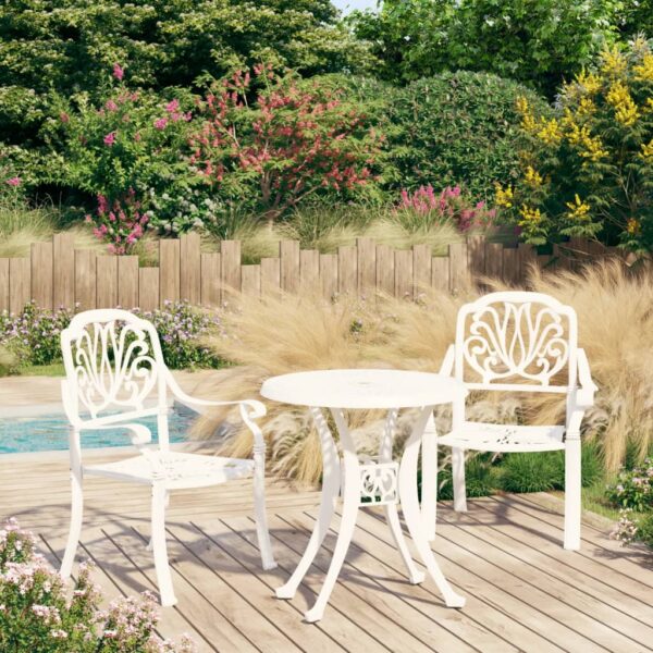 vidaXL 3 Piece Bistro Set Cast Aluminum White