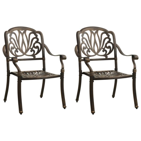 vidaXL 3 Piece Bistro Set Cast Aluminum Bronze - Image 3