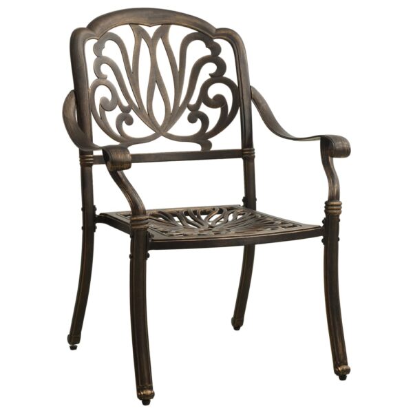 vidaXL 3 Piece Bistro Set Cast Aluminum Bronze - Image 4