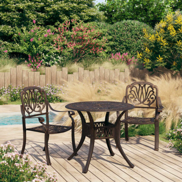 vidaXL 3 Piece Bistro Set Cast Aluminum Bronze