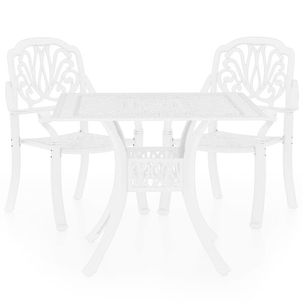 vidaXL 3 Piece Bistro Set Cast Aluminum White - Image 2