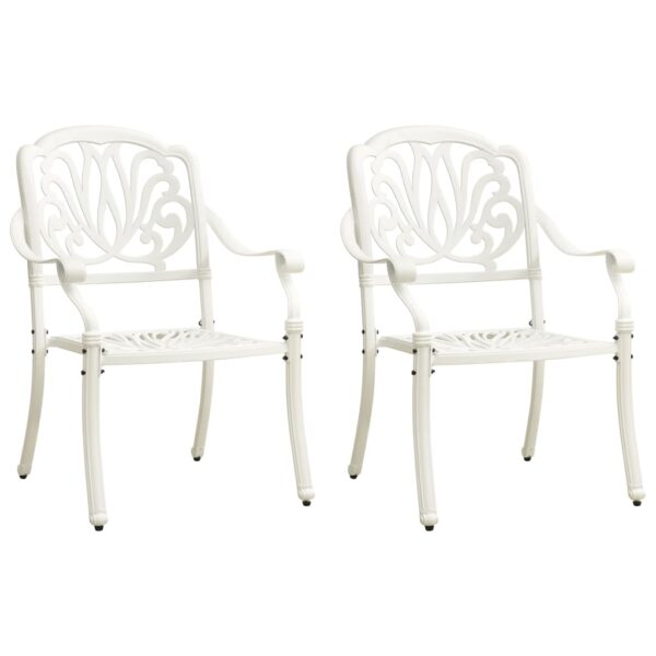 vidaXL 3 Piece Bistro Set Cast Aluminum White - Image 3