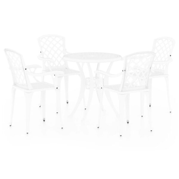 vidaXL 5 Piece Bistro Set Cast Aluminum White - Image 2