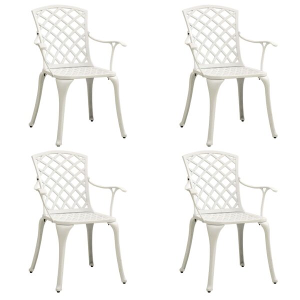 vidaXL 5 Piece Bistro Set Cast Aluminum White - Image 3