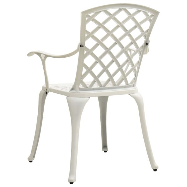 vidaXL 5 Piece Bistro Set Cast Aluminum White - Image 7