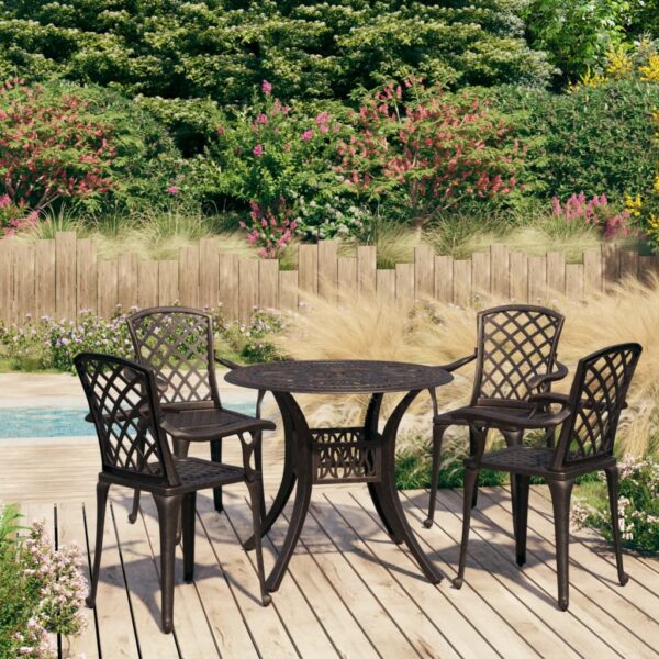 vidaXL 5 Piece Bistro Set Cast Aluminum Bronze