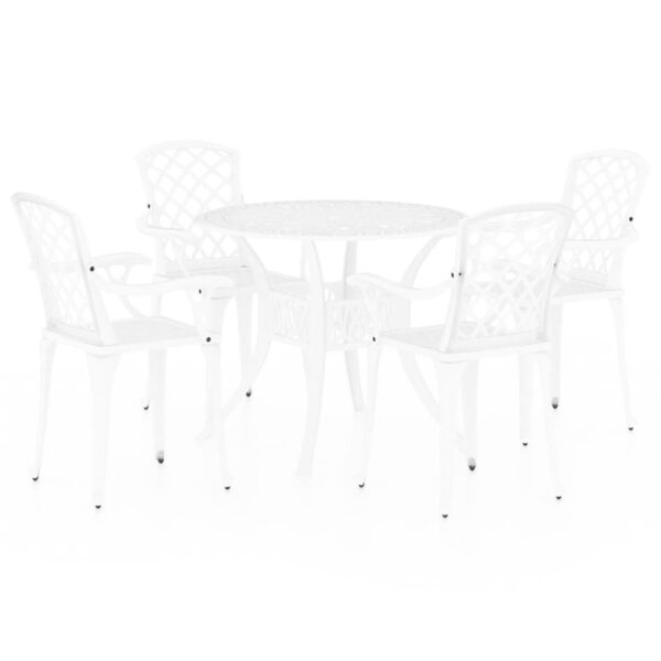 vidaXL 5 Piece Bistro Set Cast Aluminum White - Image 2