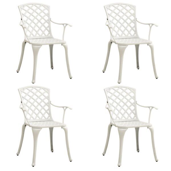 vidaXL 5 Piece Bistro Set Cast Aluminum White - Image 3