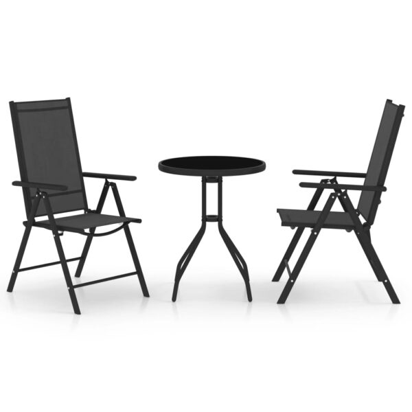 vidaXL 3 Piece Bistro Set Aluminum and Textilene Black