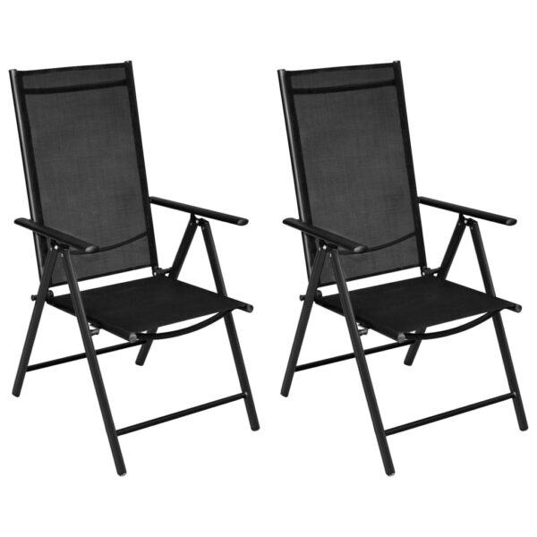 vidaXL 3 Piece Bistro Set Aluminum and Textilene Black - Image 2