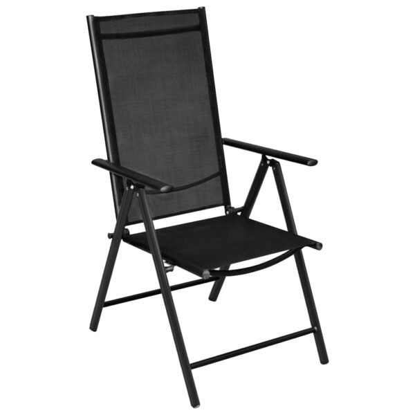 vidaXL 3 Piece Bistro Set Aluminum and Textilene Black - Image 3