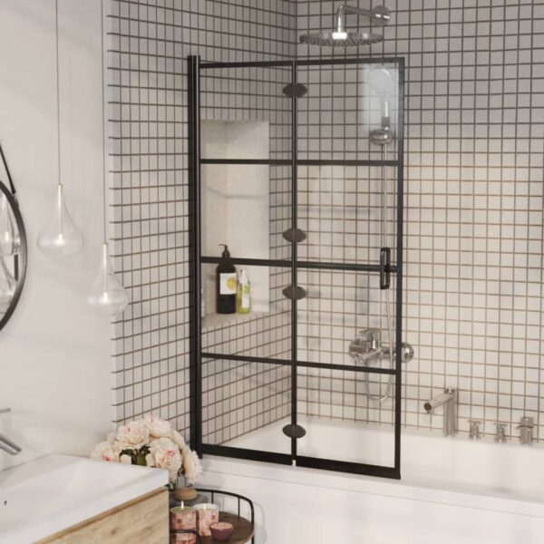 vidaXL Folding Shower Enclosure ESG 31.5"x55.1" Black - Image 3