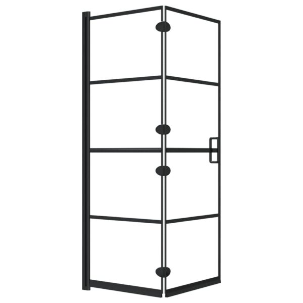 vidaXL Folding Shower Enclosure ESG 39.4"x55.1" Black - Image 2