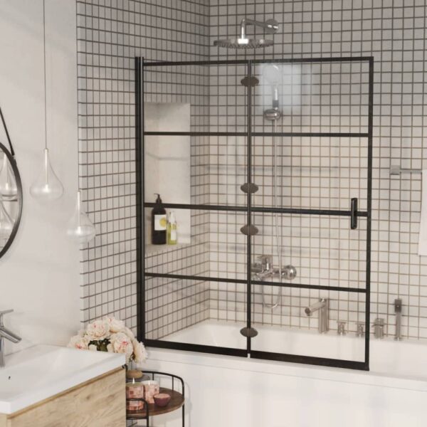 vidaXL Folding Shower Enclosure ESG 47.2"x55.1" Black - Image 3