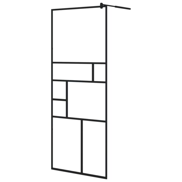 vidaXL Walk-in Shower Wall with Clear ESG Glass 31.5"x76.8" Black - Image 2