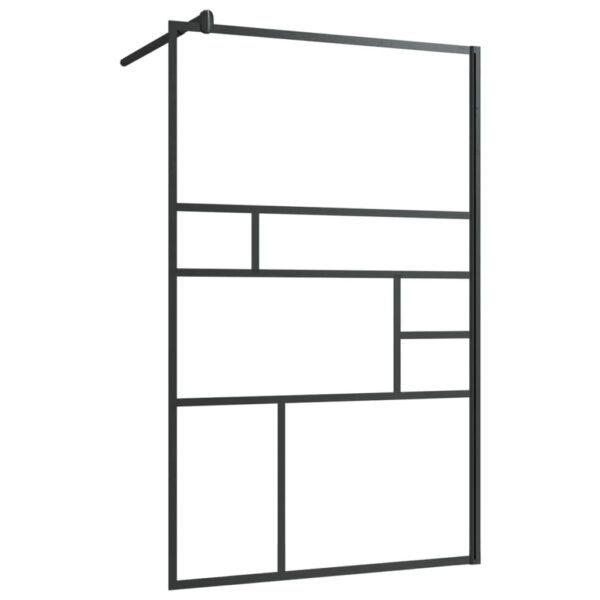 vidaXL Walk-in Shower Wall with Clear ESG Glass 39.4"x76.8" Black - Image 2