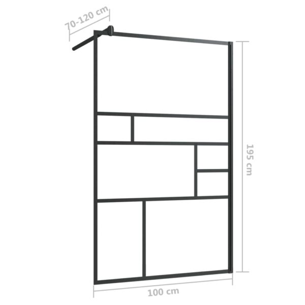 vidaXL Walk-in Shower Wall with Clear ESG Glass 39.4"x76.8" Black - Image 6