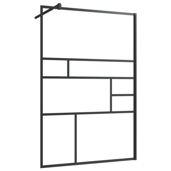 vidaXL Walk-in Shower Wall with Clear ESG Glass 45.3"x76.8" Black - Image 2